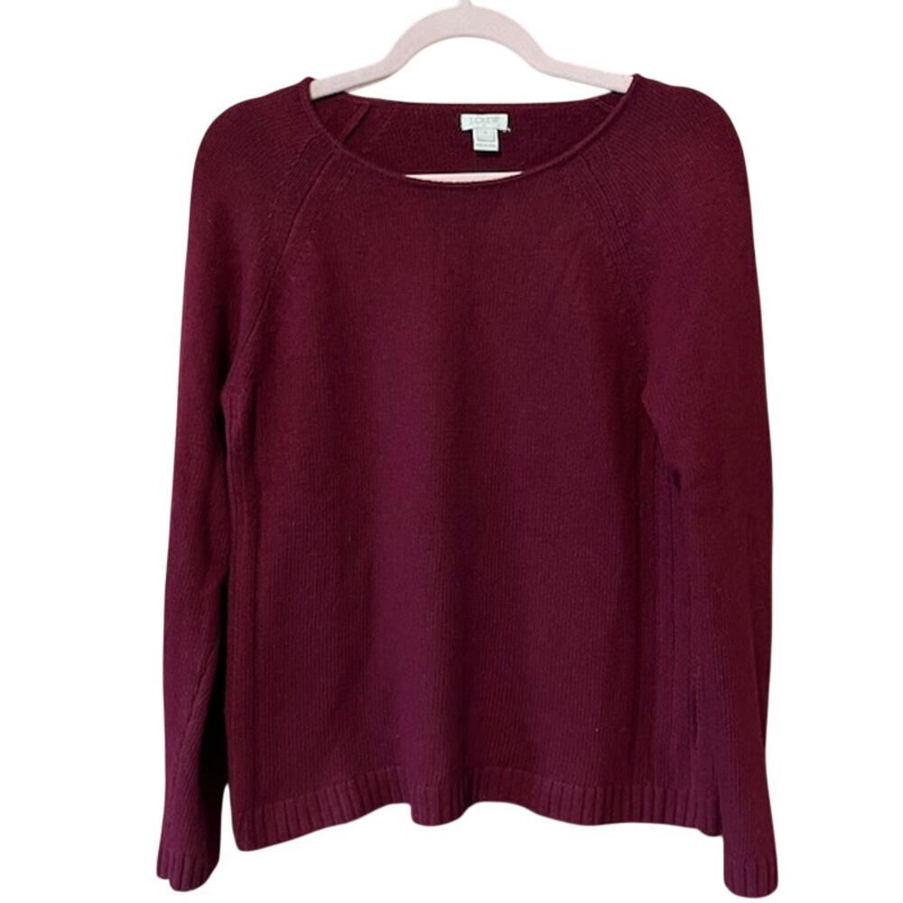 J.Crew Women's Burgundy Wool Blend Sweater Cozy Knit Fall Winter  Size Medium - Picture 5 of 11